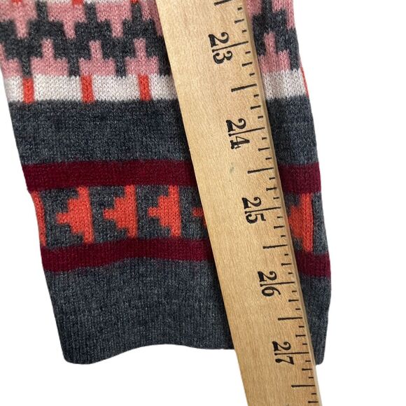 Talbots Nordic Fair Isle Lambswool Sweater Women L Wool Blend Gray Pink High-Low - Picture 13 of 15